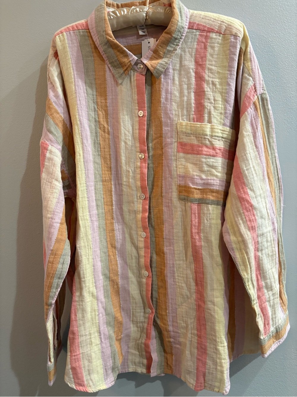 Tribal Milan Button Down Stripped Shirt XL NWT